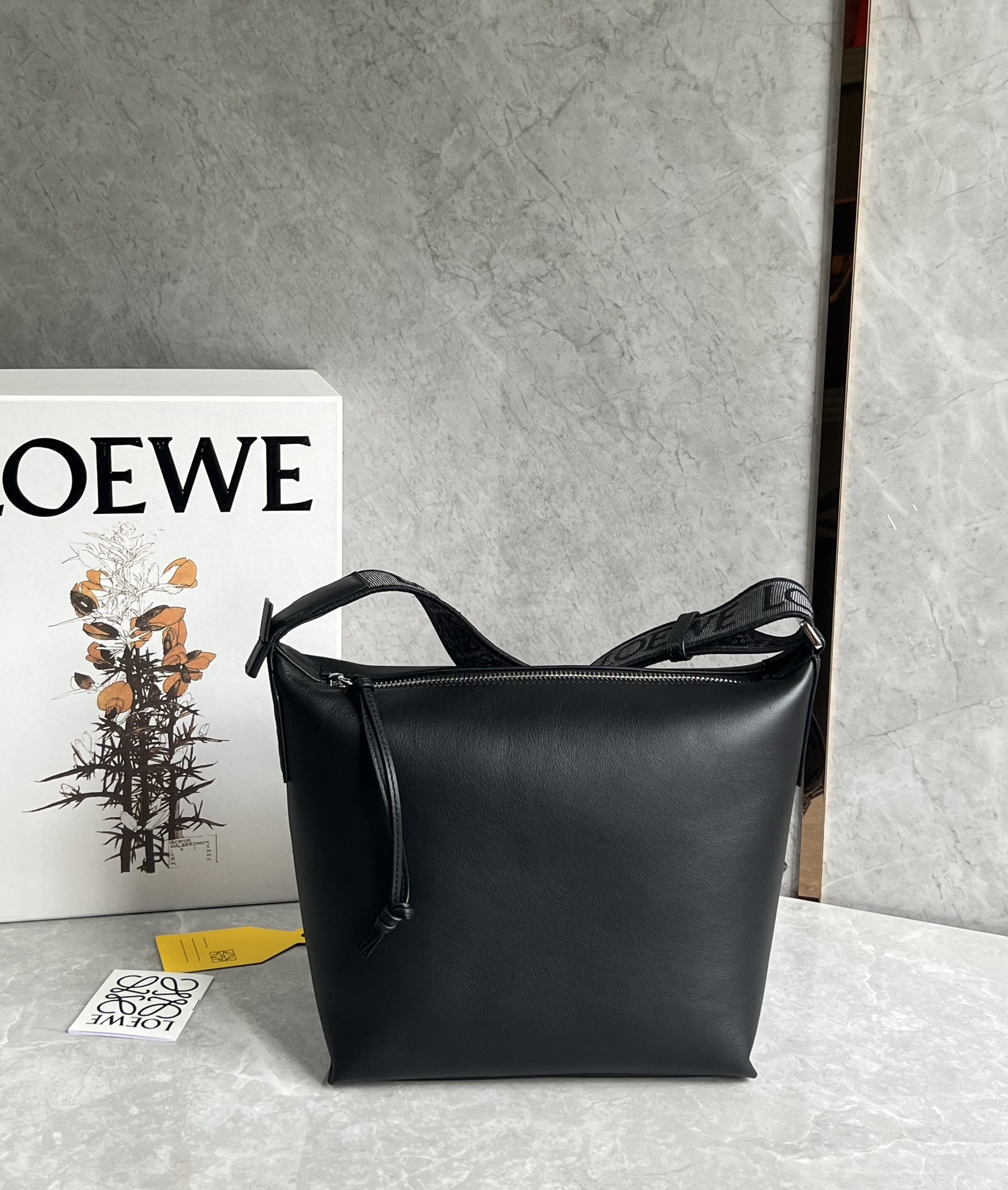 Loewe Small Cubi Crossbody Bag in Supple Smooth Calfskin and Jacquard Black